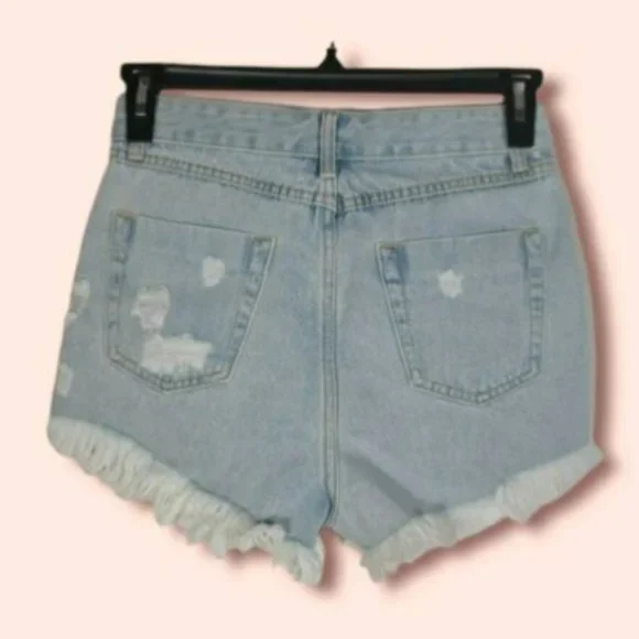 Superdown Scarlett Revolve Denim Jean Shorts Distressed Frayed Ripped Size 28 - Picture 5 of 8